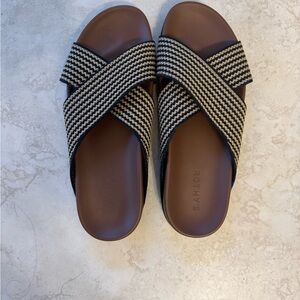 Rothy's Black and Tan Woven Slides